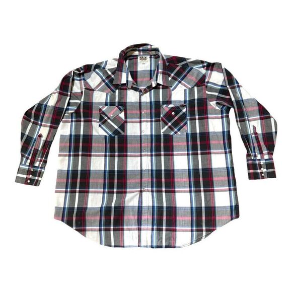 Ely Cattleman 3XL Western Plaid Button-Down Shirt Pearl Snap Cowboy Western READ - Picture 1 of 5